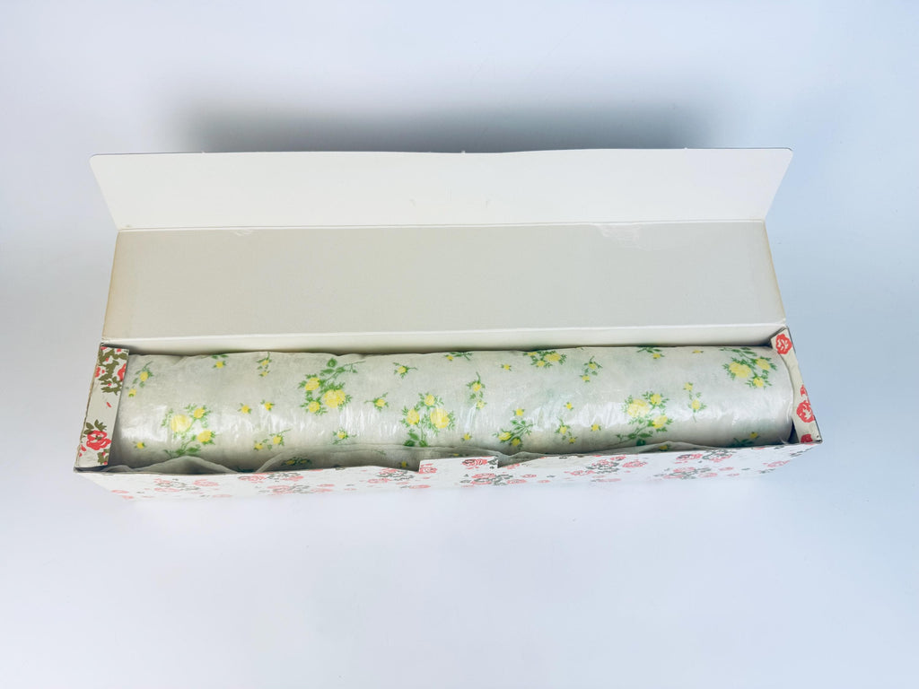 Vintage 1960s Polyfab Scented Drawer Liner - 'Yellow Rosebud' Floral Printed Polyblend Roll for Shelves & Linens - Made In Canada