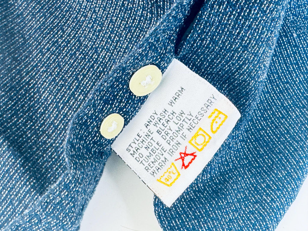 Vintage 1990s Christian Dumas Blue Cotton Textured Mens Shirt  Size XL Casual Button-Up Top