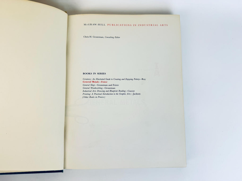 Vintage Industrial-Arts Hardcover | Mustard & Slate “General Metals Textbook, 1959, Technical Reference Book