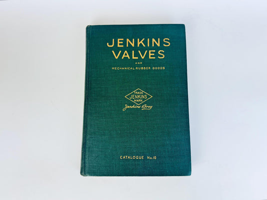 Green book titled 'Jenkins Valves' on a white background