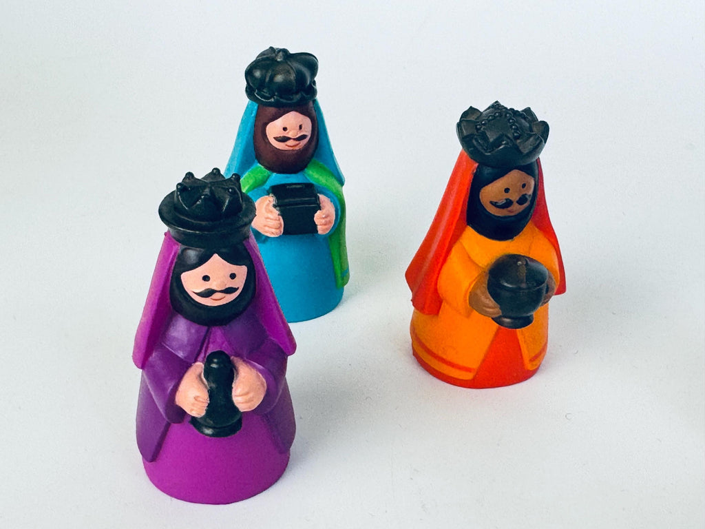 Vintage AVON My First Christmas Story Nativity Set  Multicolour Hard-Rubber 9-Piece Kids Christmas Creche Display