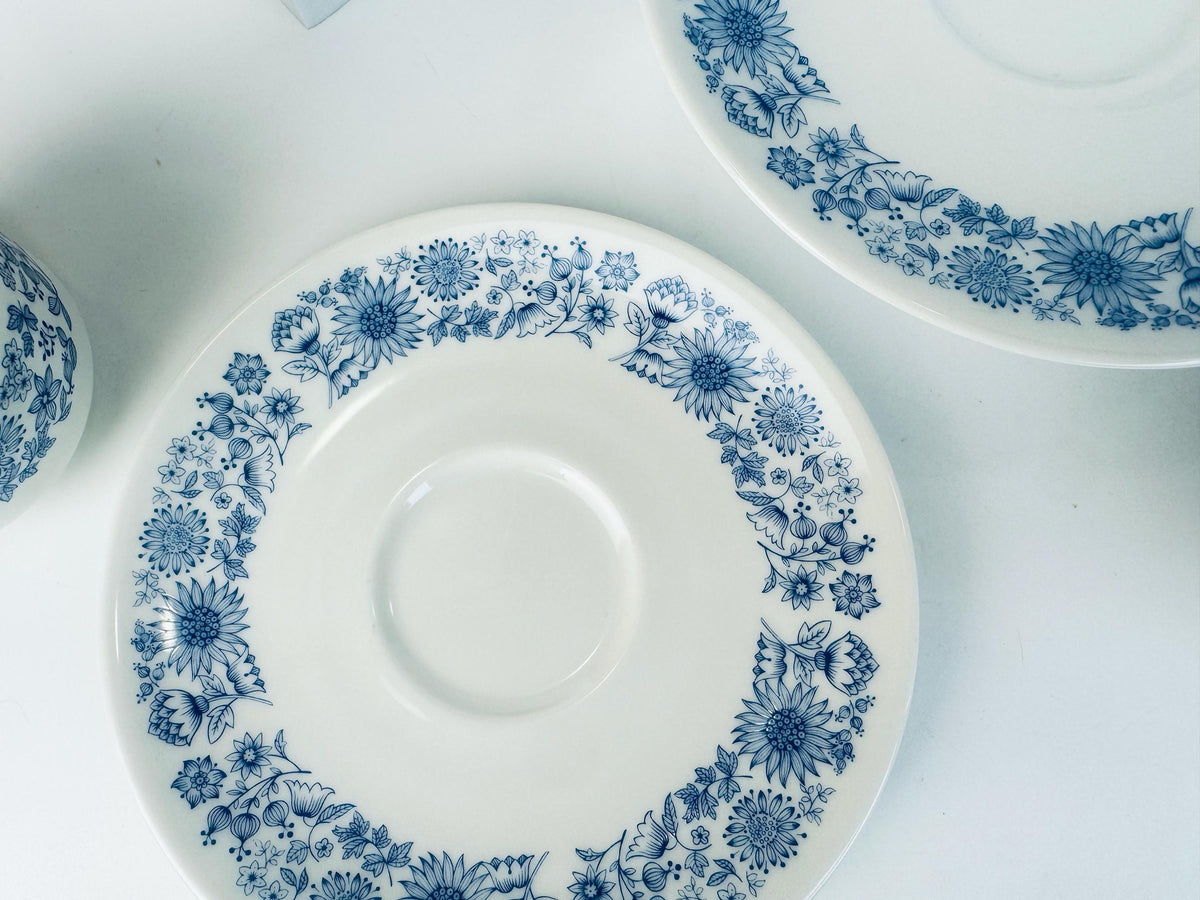 Vintage 1960s-70s Royal Doulton Cranbourne Blue & White Bone China Tea Set - Made In England