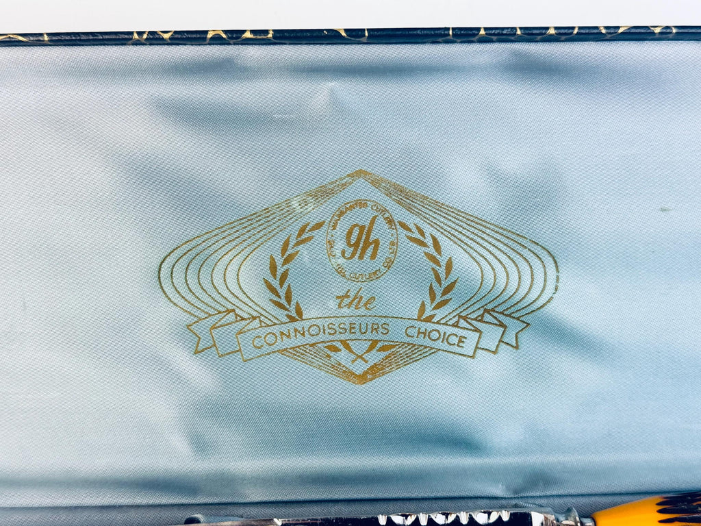 Vintage Faux 'Antler' Bakelite Serving Utensil Carving Knife Set - Sheffield England Forged Steel Knife Sharpener - Made In England