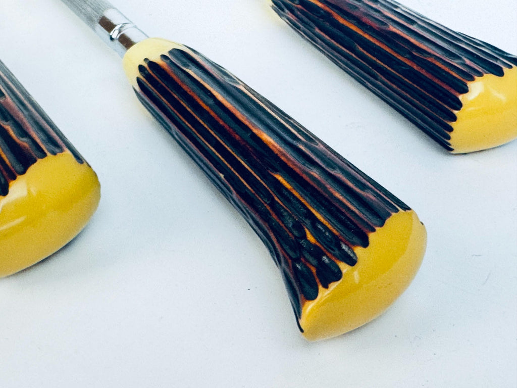 Vintage 1960s Glo-Hill Cutlery “The Connoisseurs Choice Faux-Antler Sheffield Steel Carving Set in Original Box - Made In England