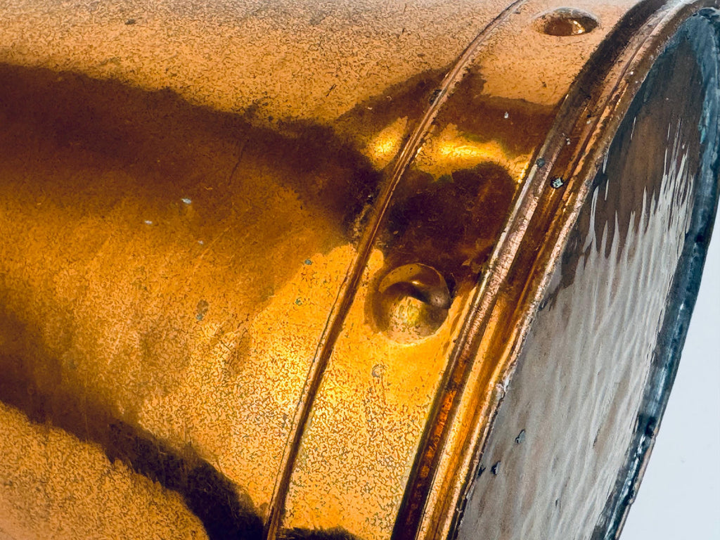 Vintage Ethan Allen Hammered Copper Log Bucket  1960s England Brass-Handled Fireside Accent