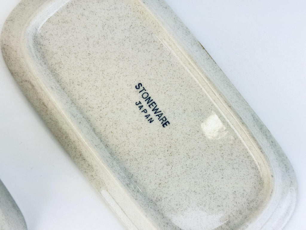 Vintage Mid-Century Speckled Grey Stoneware Covered Butter Dish Japan - 1960s/70s Two-Piece Tableware Tray & Lid