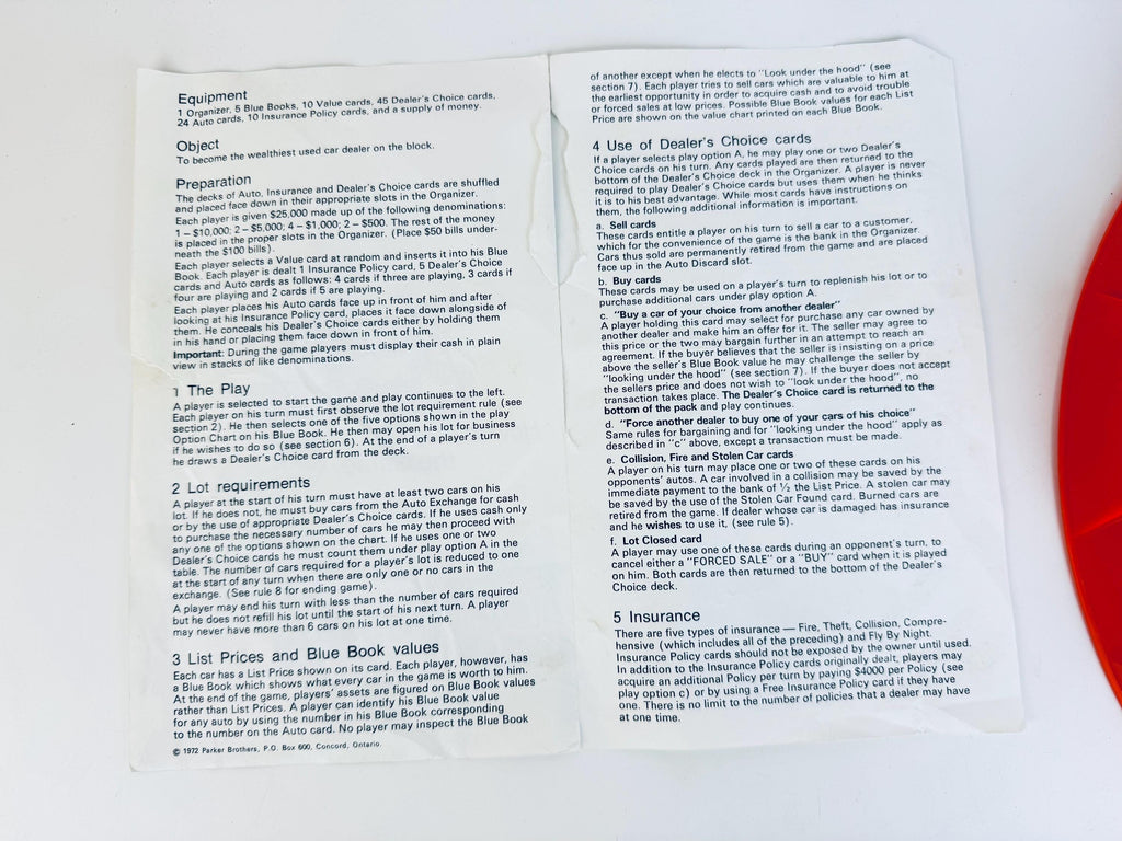 Vintage 1970s Dealer's Choice Board Game  Retro Car Deal Game in Orange & White Box