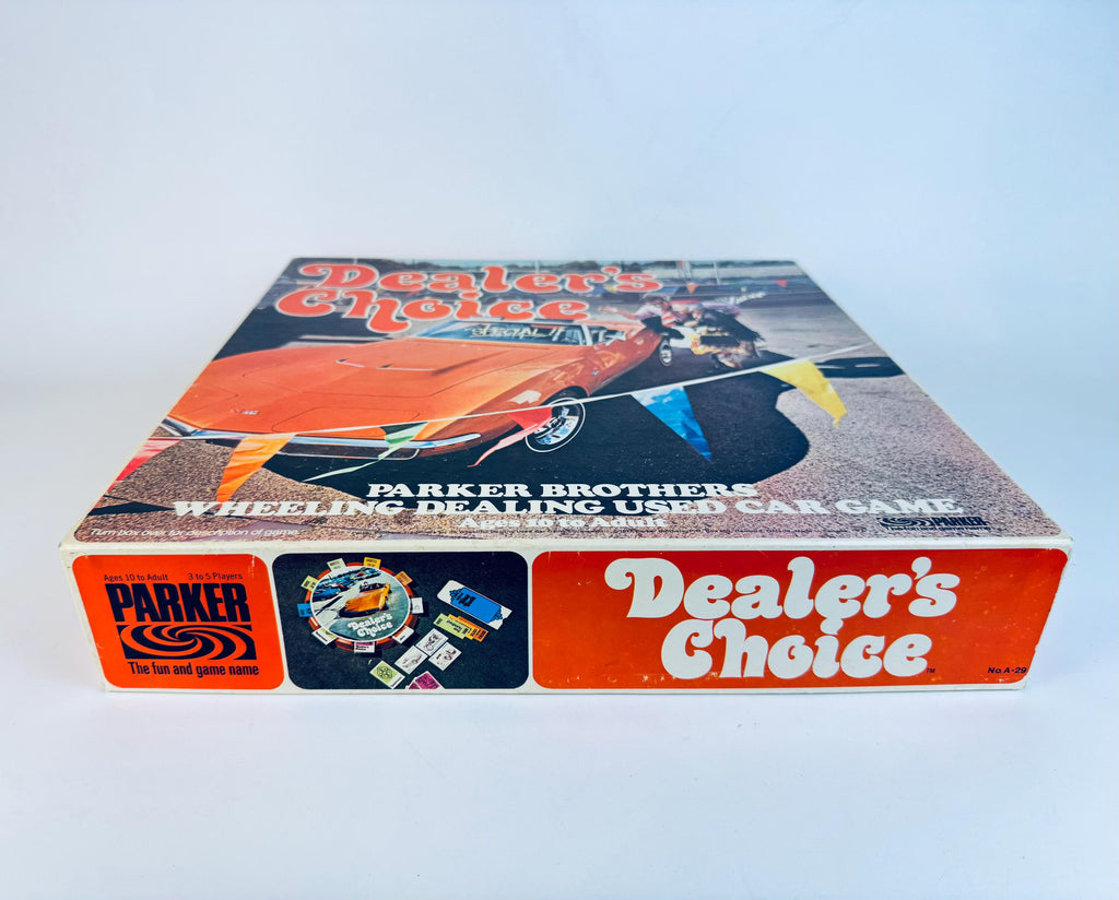 Vintage 1970s Dealer's Choice Board Game  Retro Car Deal Game in Orange & White Box