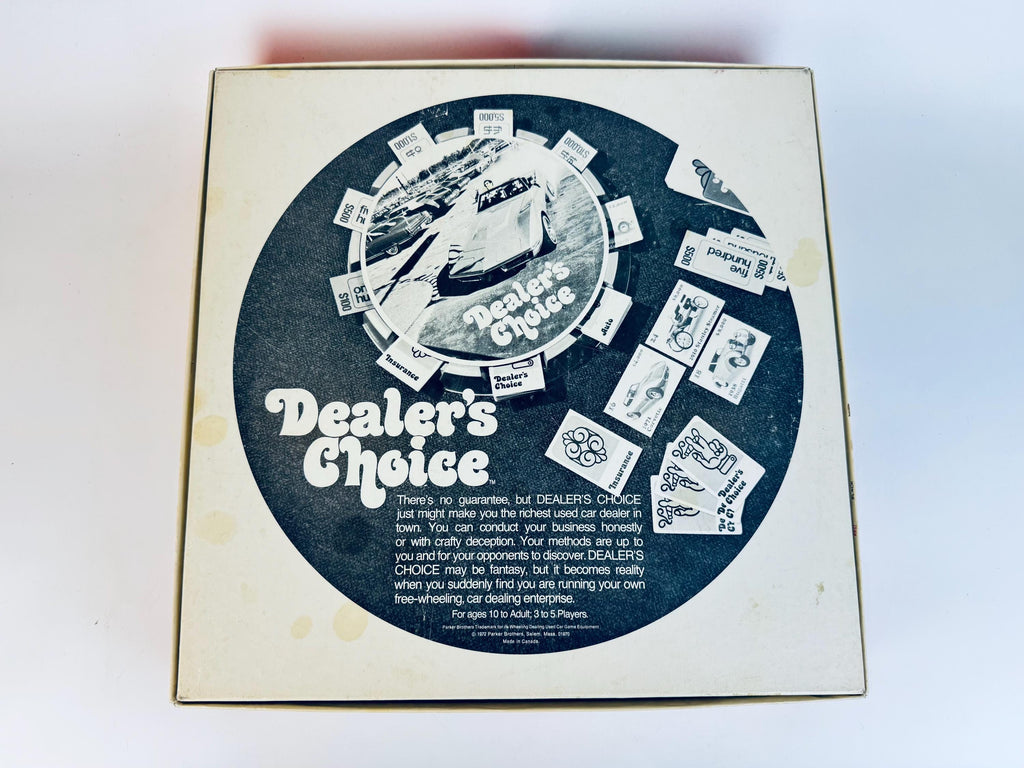 Vintage 1970s Dealer's Choice Board Game  Retro Car Deal Game in Orange & White Box