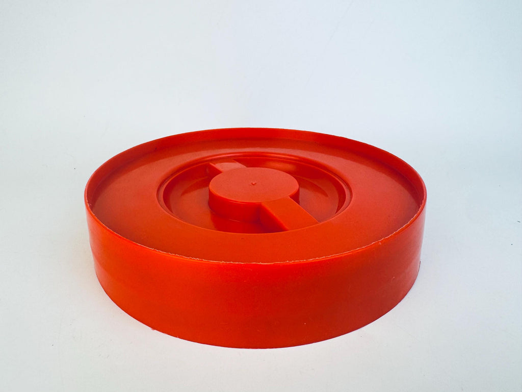 Vintage 1970s Erik Kold Plast Red Lid Clear Round Storage Container  Danish Mod Plastic Canister  Made in Denmark