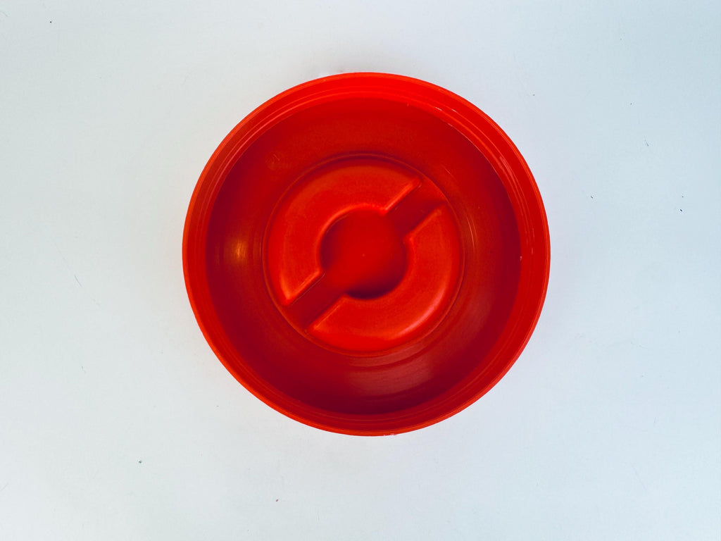 Vintage 1970s Erik Kold Plast Red Lid Clear Round Storage Container  Danish Mod Plastic Canister  Made in Denmark