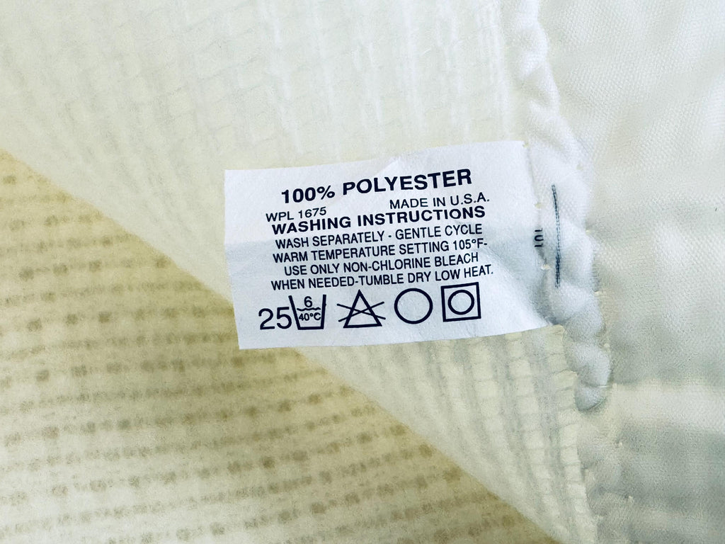 Vintage 'ESMOND' White Acrylic Twin/Double Blanket - Satin Ribbon Trim - New Old Stock (NOS) - Made In USA