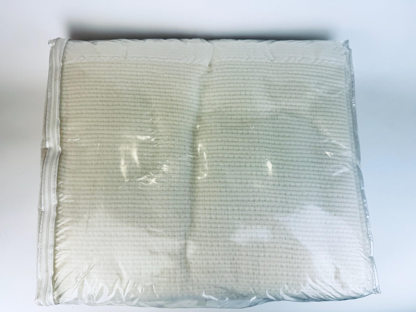 Vintage 'ESMOND' White Acrylic Twin/Double Blanket - Satin Ribbon Trim - New Old Stock (NOS) - Made In USA