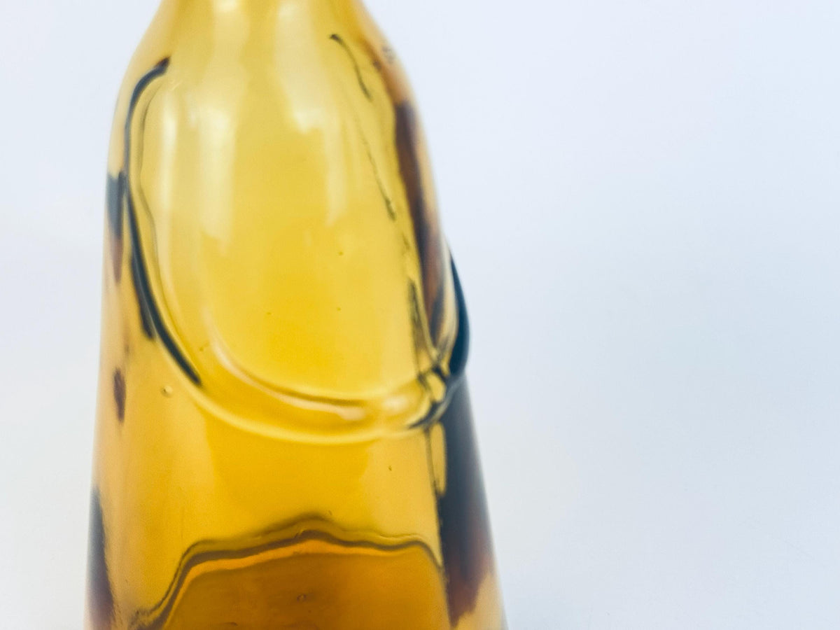 Vintage Amber Glass Face Decanter - 1960s Kosta Boda Höglund Style Art Glass