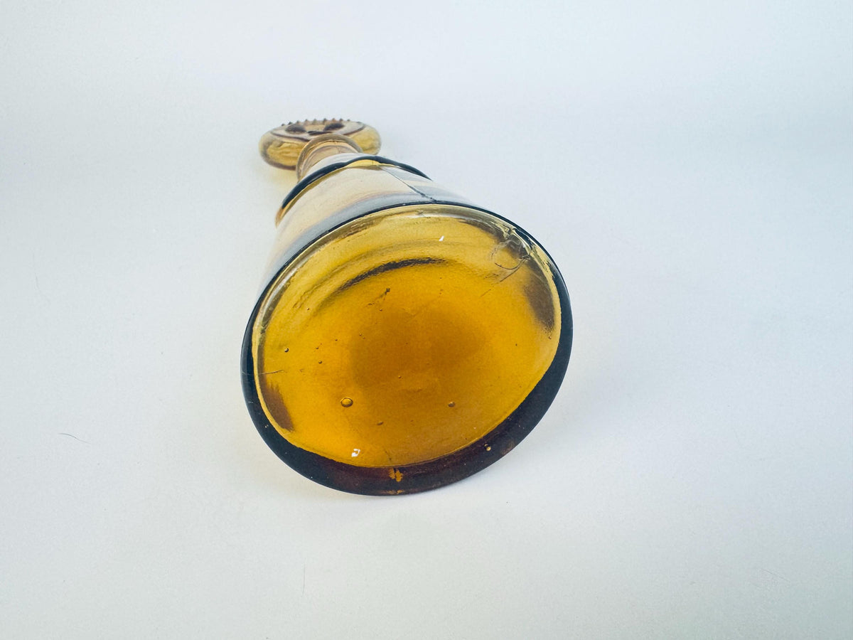 Vintage Amber Glass Face Decanter - 1960s Kosta Boda Höglund Style Art Glass