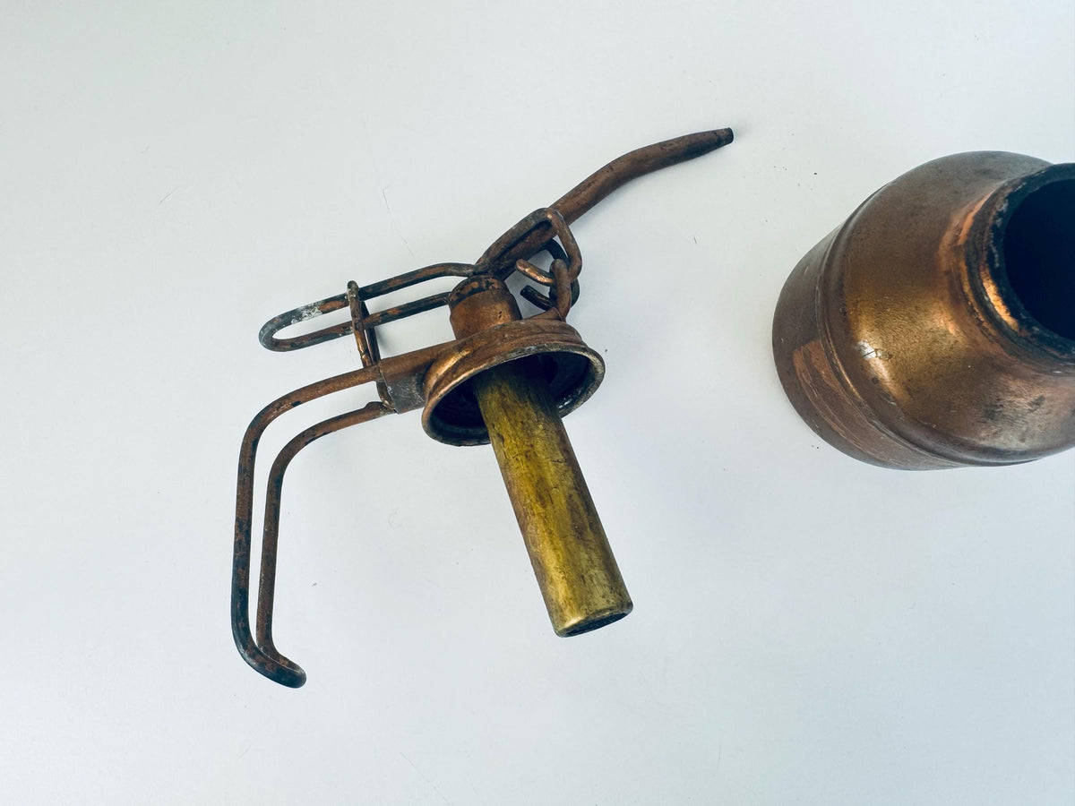 Antique 'Symons' Copper Oil Can -  Rocanville Saskatchewan Workshop Oiler - Canadian Industrial Decor Display Piece