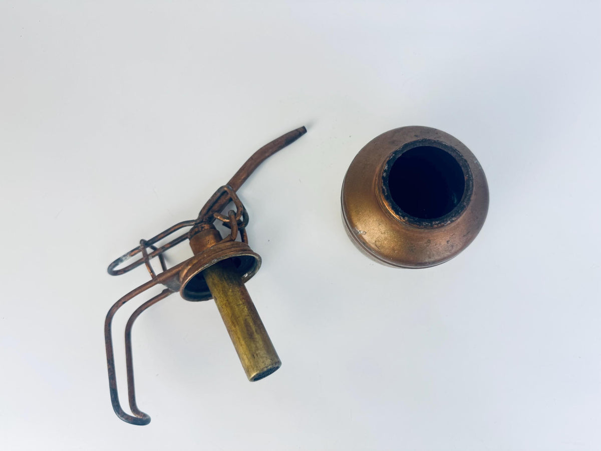 Antique 'Symons' Copper Oil Can -  Rocanville Saskatchewan Workshop Oiler - Canadian Industrial Decor Display Piece