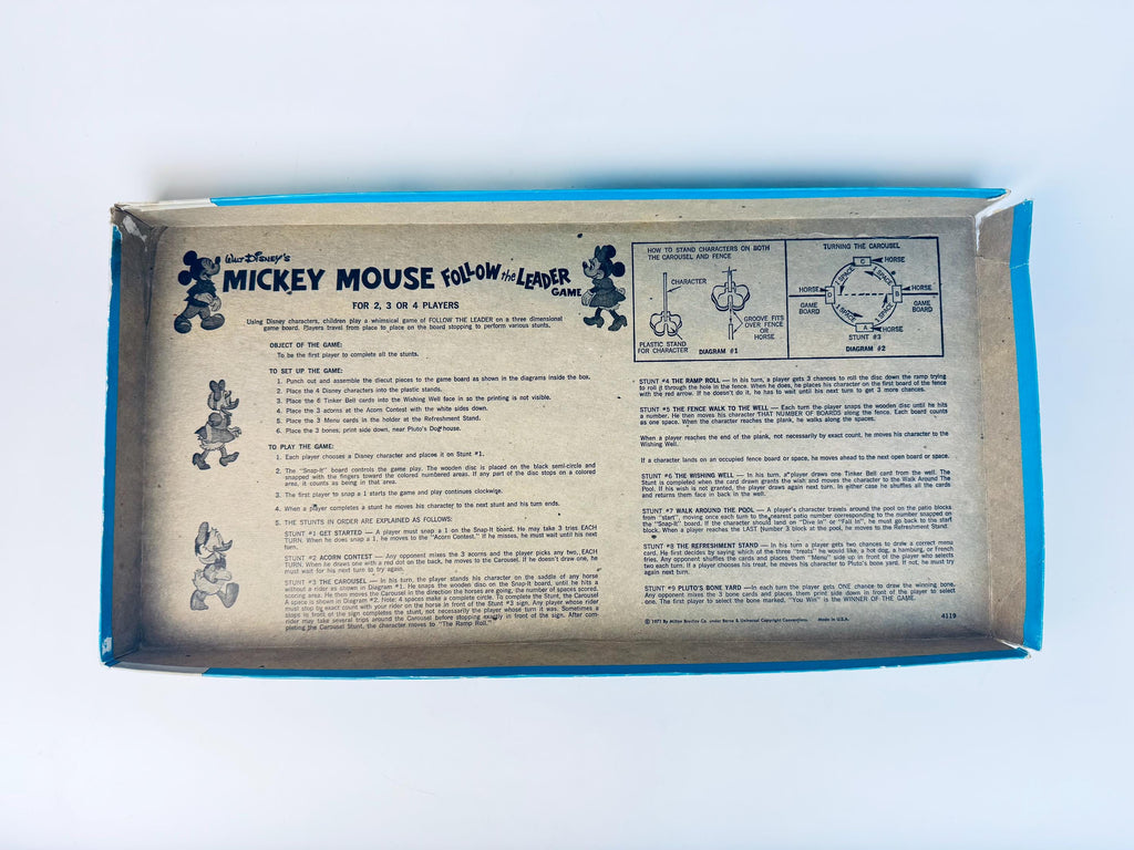 Vintage Mickey Mouse Follow The Leader Board Game  3D Cardboard Disney Playroom Accent