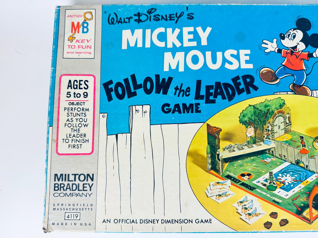Vintage Mickey Mouse Follow The Leader Board Game  3D Cardboard Disney Playroom Accent