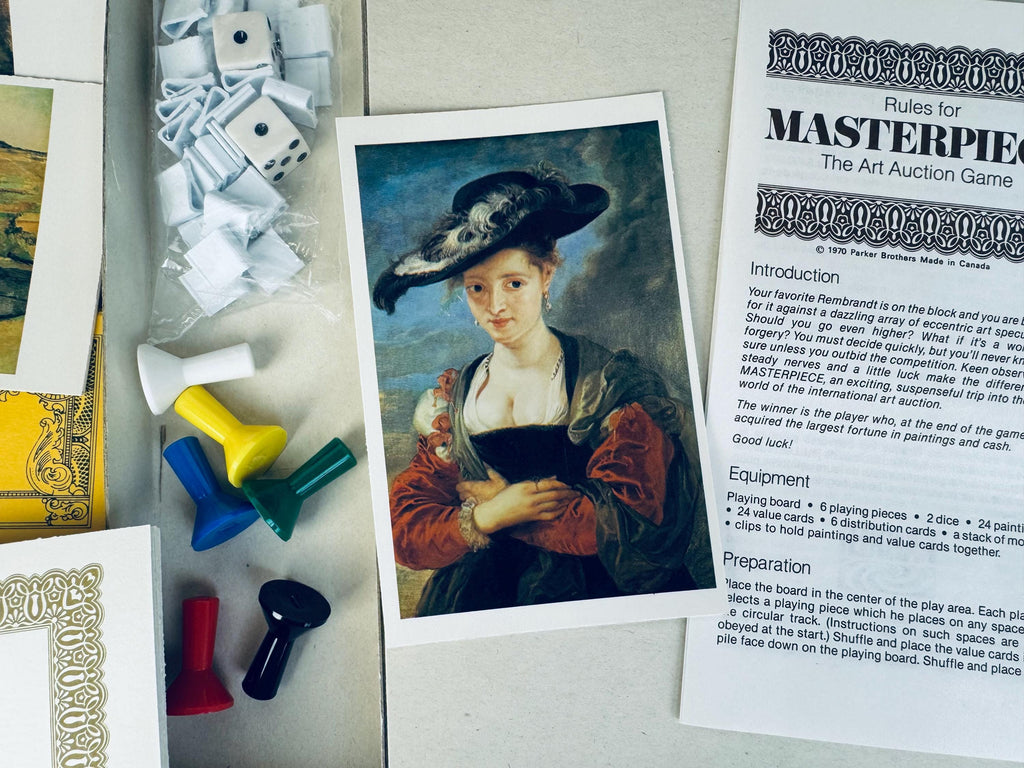 Vintage 1970 Masterpiece Board Game  The Art Auction Game By Parker Brothers  Made In Canada  New Old Stock (NOS)