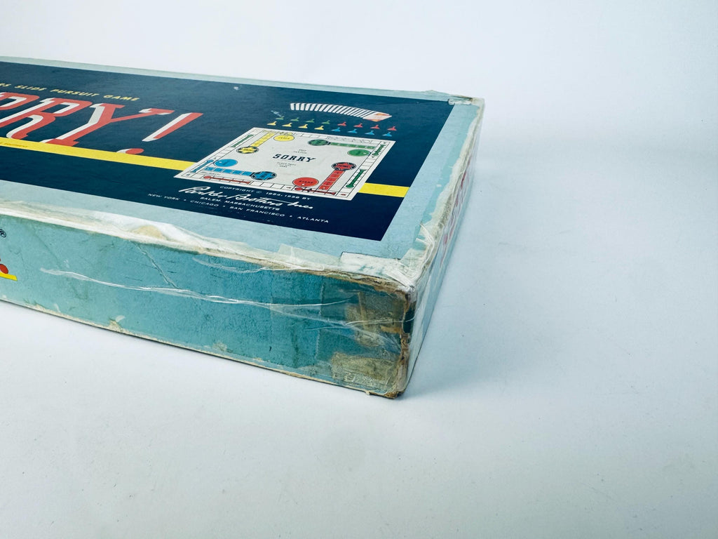 Vintage 1950s Sorry! Board Game  Canadian Edition, Blue Box with Cards & Plastic Pawns  Mid-Century Family Game