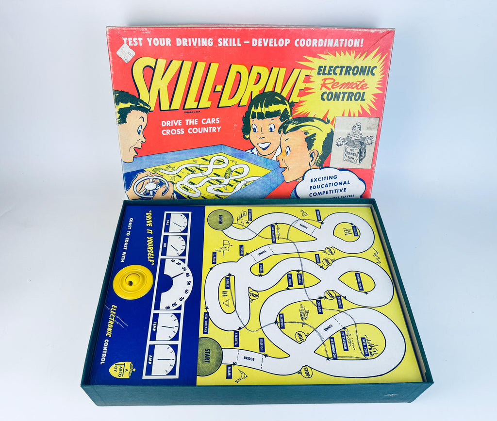 Vintage 1950s Magnetic Skill-Drive Board Game  Drive Yourself Cross Country  Made In USA