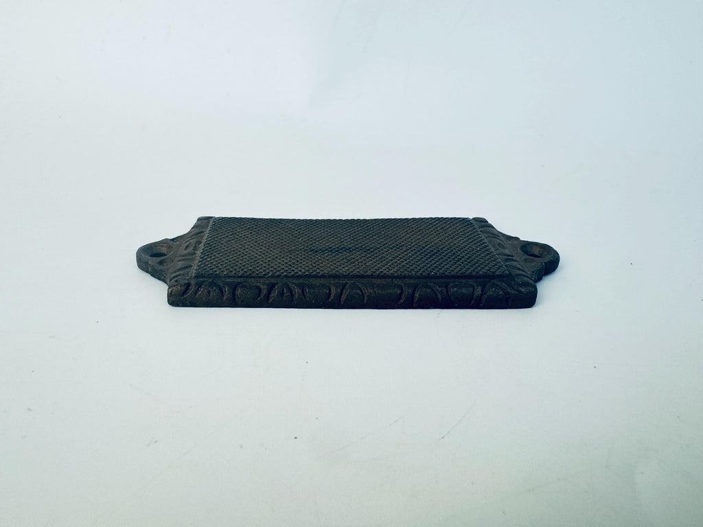 Antique Vintage 1930s Solid Bronze Wall-Mount Match Striker Plate - Architectural Hearth Hardware - Dark Rich Bronze Patina