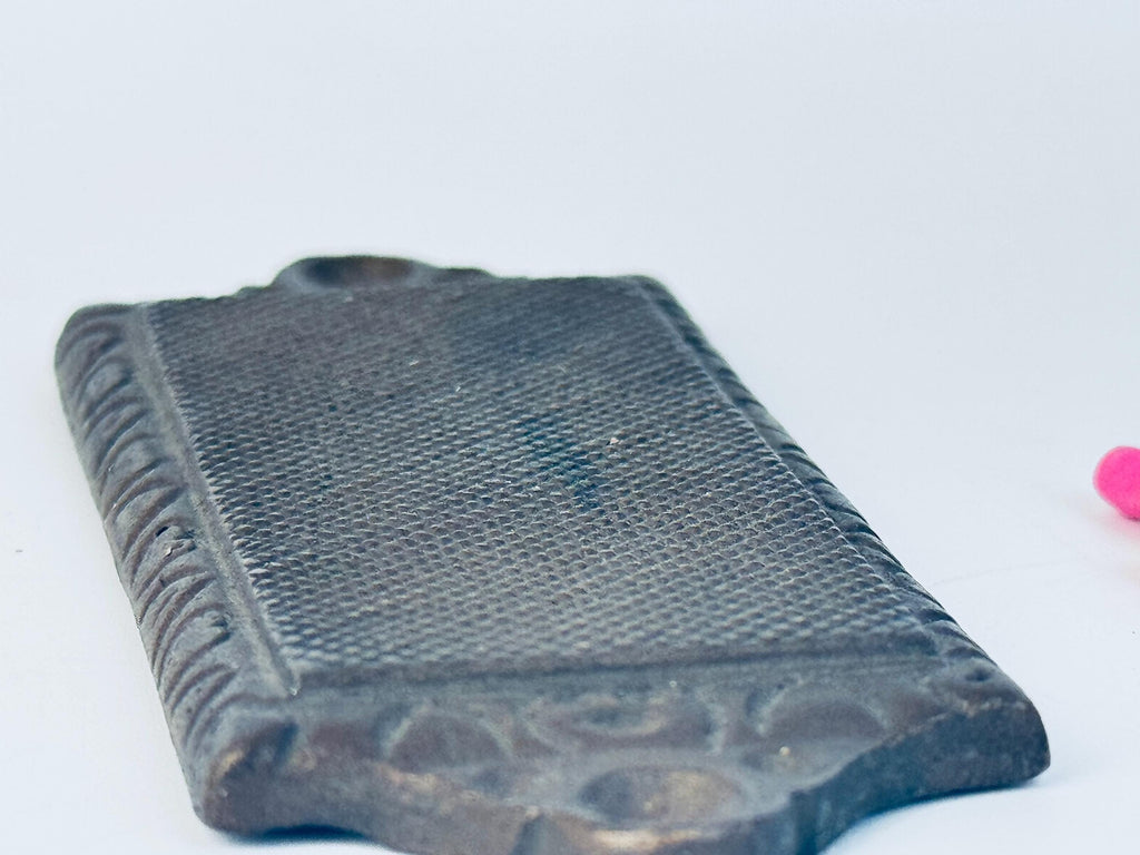 Antique Vintage 1930s Solid Bronze Wall-Mount Match Striker Plate - Architectural Hearth Hardware - Dark Rich Bronze Patina