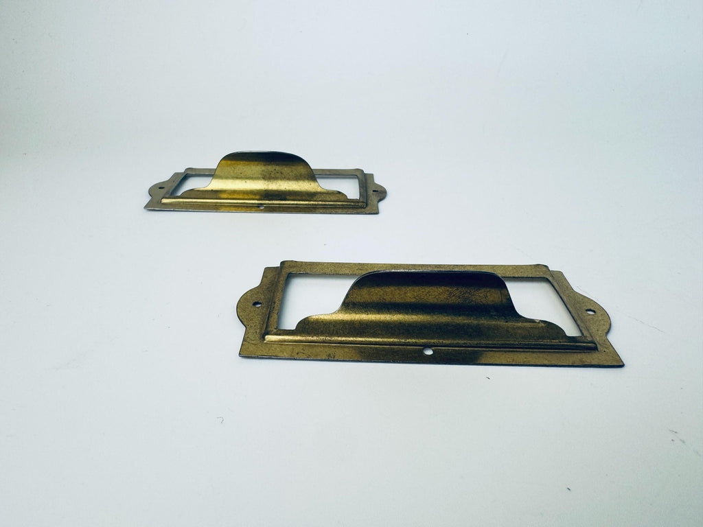 Vintage 1950s Brass Label-Holder Drawer Pull  Solid & Lightweight Variants  Classic Filing Cabinet Hardware  Each Sold Separately
