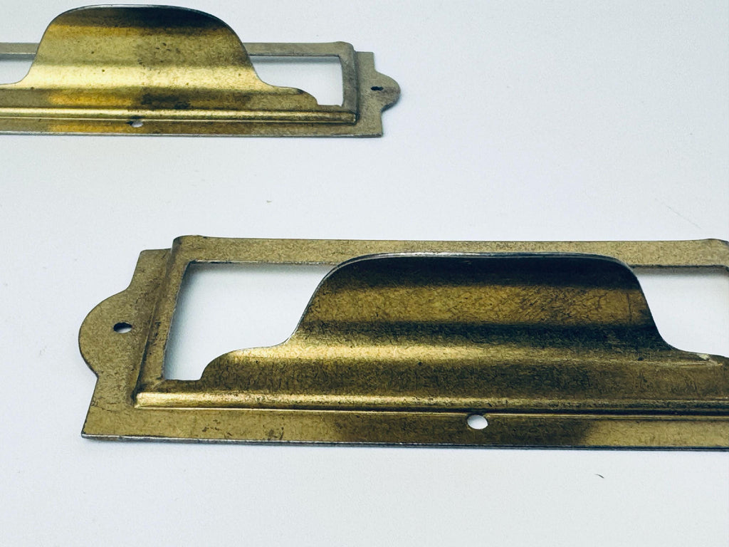Vintage 1950s Brass Label-Holder Drawer Pull  Solid & Lightweight Variants  Classic Filing Cabinet Hardware  Each Sold Separately