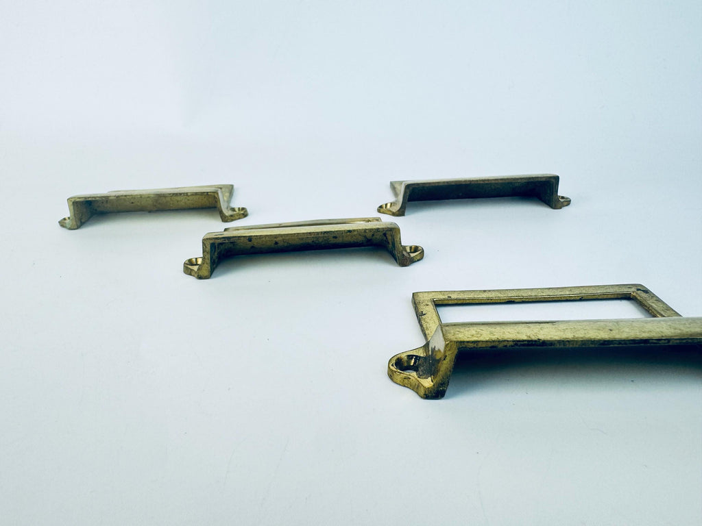 Vintage 1950s Brass Label-Holder Drawer Pull  Solid & Lightweight Variants  Classic Filing Cabinet Hardware  Each Sold Separately