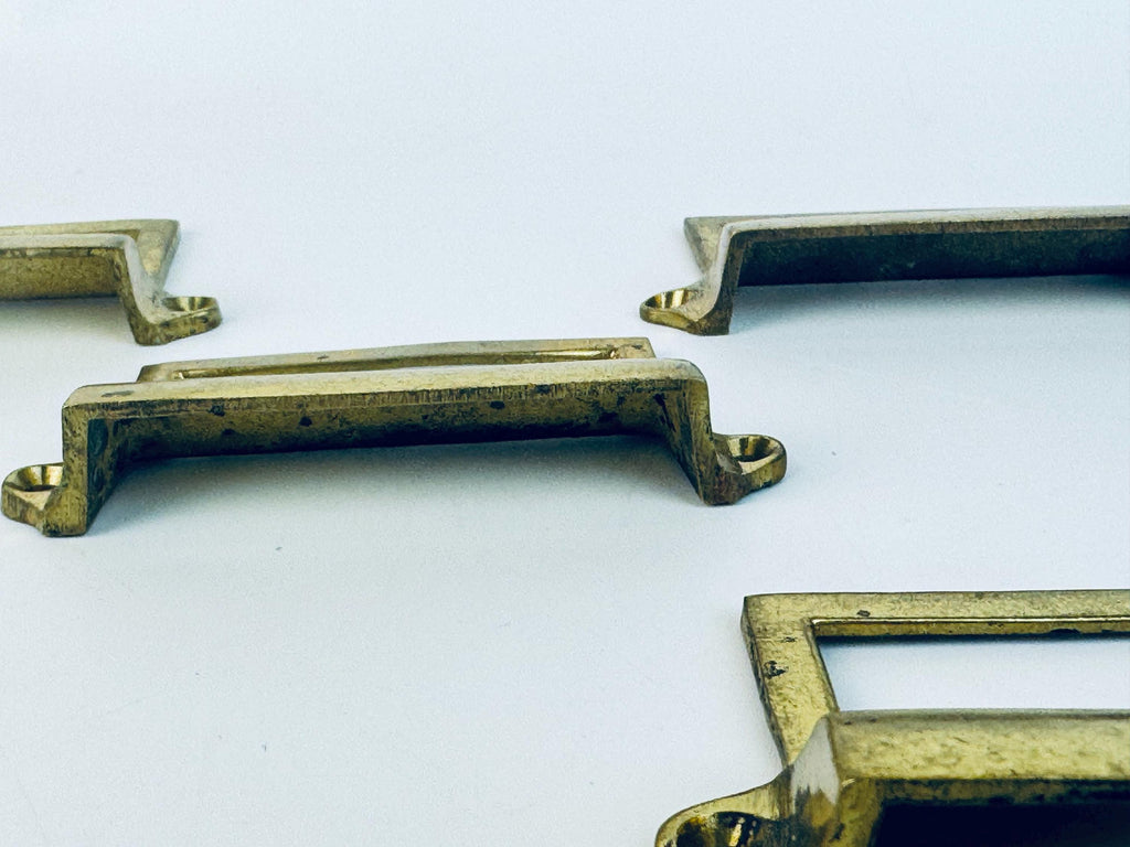 Vintage 1950s Brass Label-Holder Drawer Pull  Solid & Lightweight Variants  Classic Filing Cabinet Hardware  Each Sold Separately