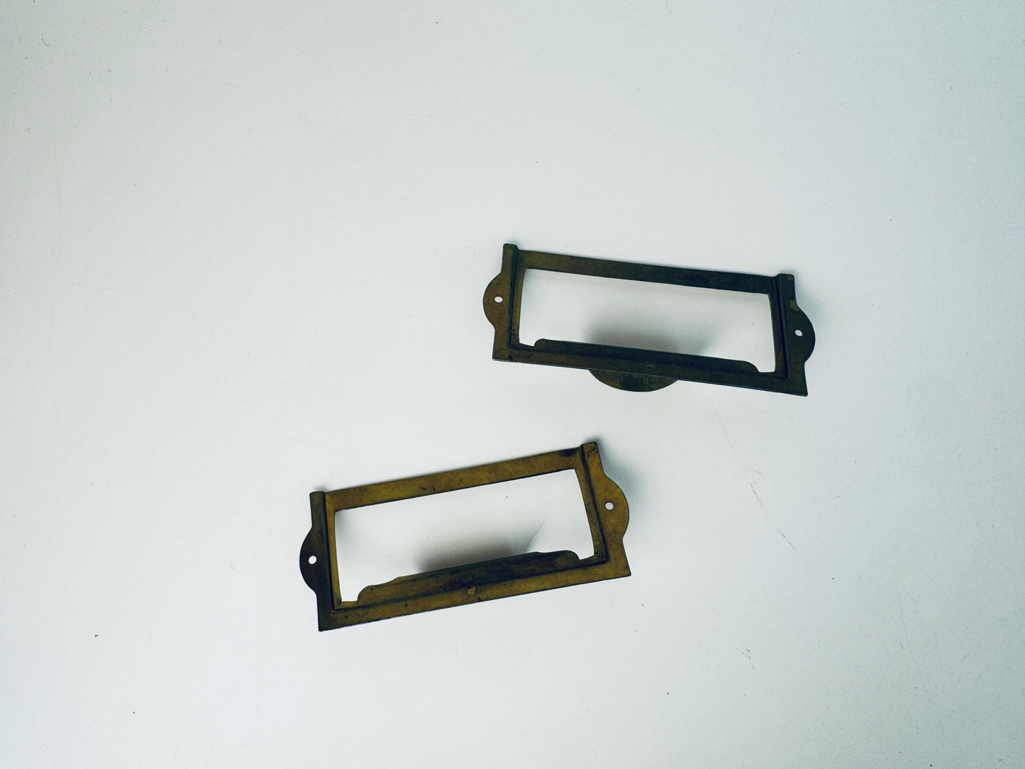 Vintage 1950s Brass Label-Holder Drawer Pull  Solid & Lightweight Variants  Classic Filing Cabinet Hardware  Each Sold Separately