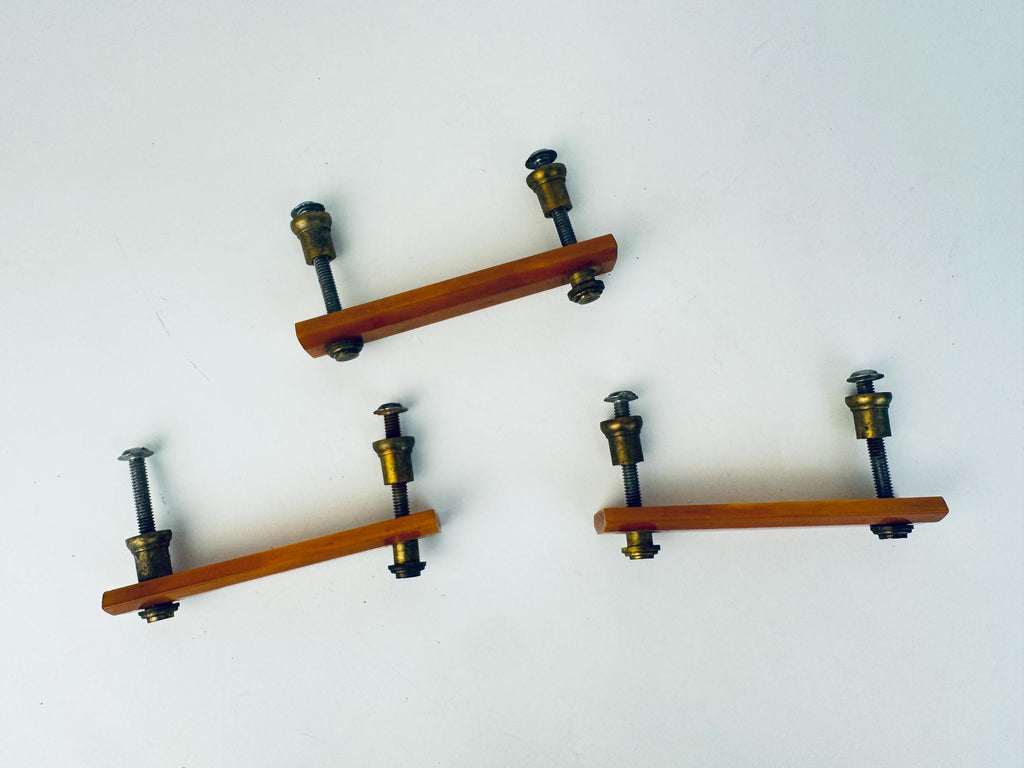 Vintage Mid-Century Butterscotch Bakelite Drawer Pulls  Amber Plastic Cabinet Handles with Brass Mounts - Each Sold Separately