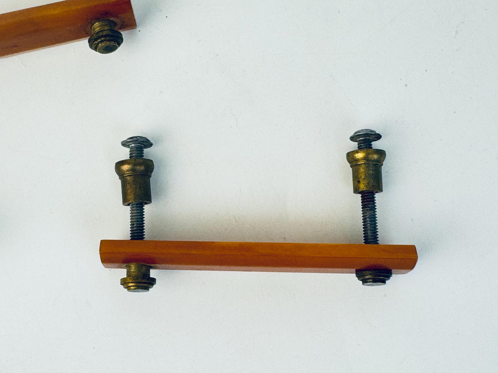 Vintage Mid-Century Butterscotch Bakelite Drawer Pulls  Amber Plastic Cabinet Handles with Brass Mounts - Each Sold Separately
