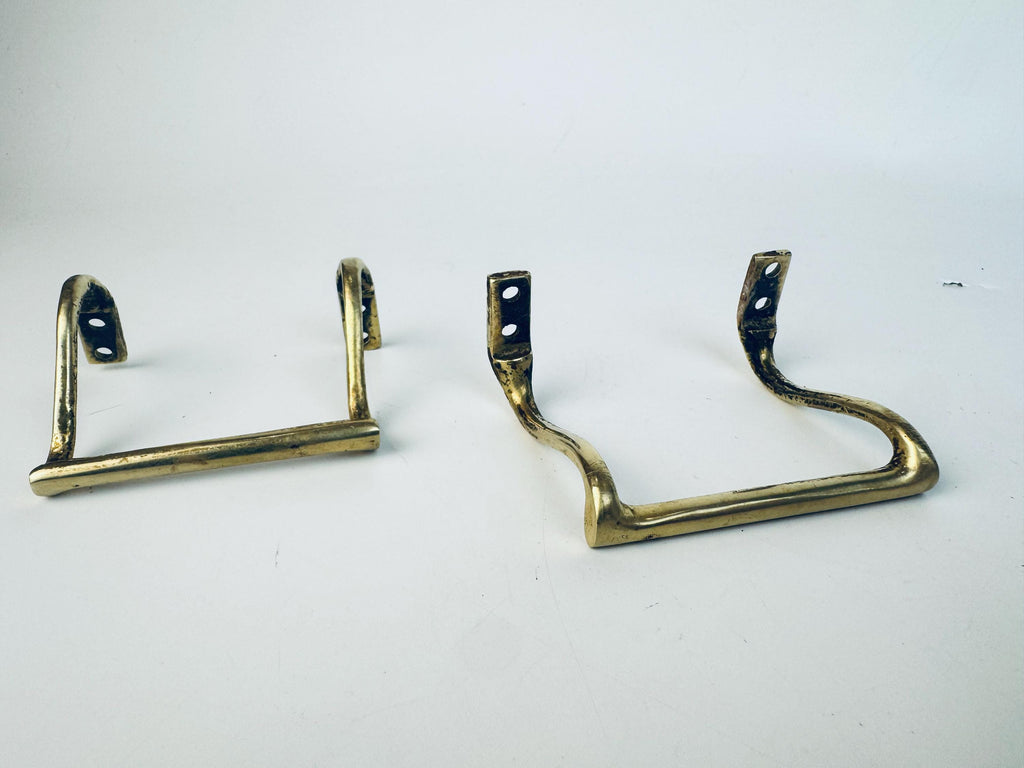 Vintage 1940s Solid Brass Drawer Pulls  Rectangular & Curved Utility Handles  Aged Gold Hardware for Restoration - Sold Separately