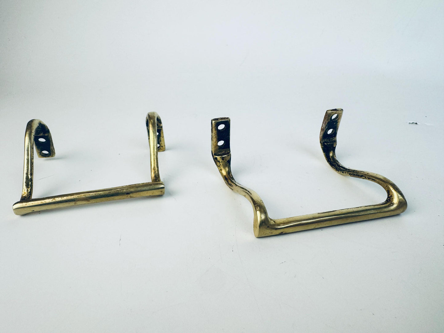 Vintage 1940s Solid Brass Drawer Pulls  Rectangular & Curved Utility Handles  Aged Gold Hardware for Restoration - Sold Separately