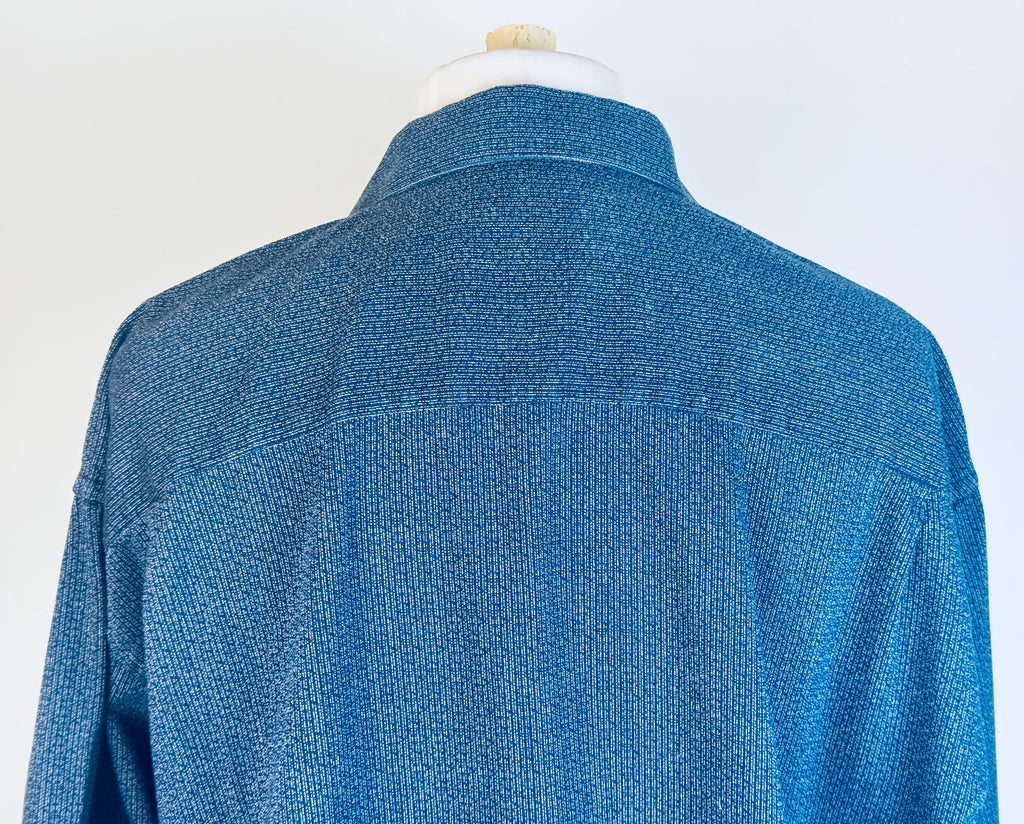 Vintage 1990s Christian Dumas Blue Cotton Textured Mens Shirt  Size XL Casual Button-Up Top