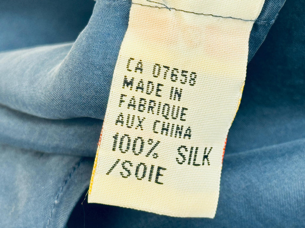 Vintage 1990s Mens Cobalt Blue 100% Silk Short Sleeve Shirt - 'Stone Silks' Button Up Casual Overshirt