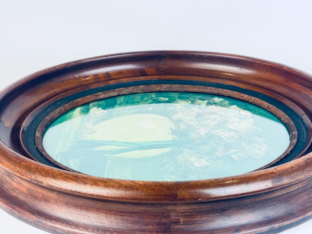 Antique Late-Victorian Circa 1890s Dark Walnut Oval Wood Photo Frame (8 × 10)  Architectural Wall & Table Display