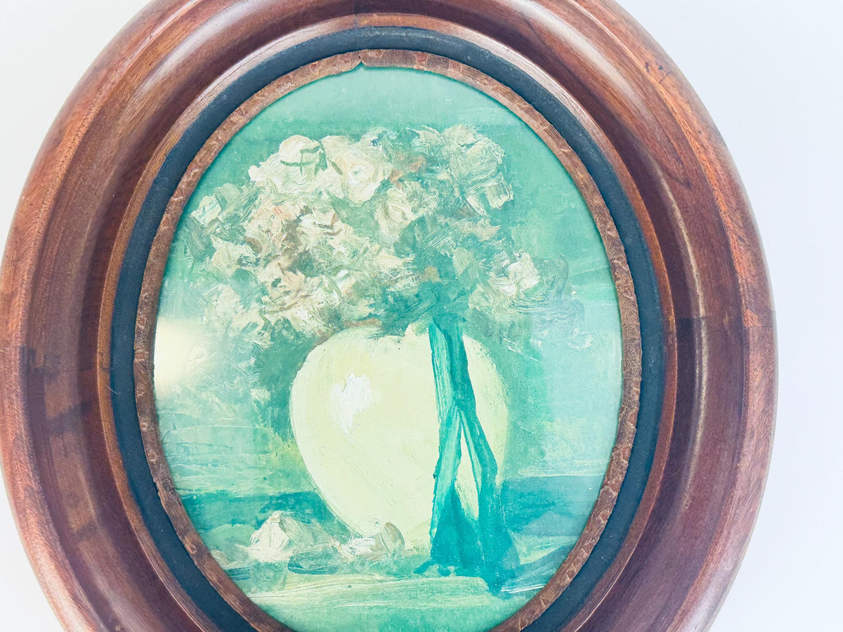 Antique Late-Victorian Circa 1890s Dark Walnut Oval Wood Photo Frame (8 × 10)  Architectural Wall & Table Display