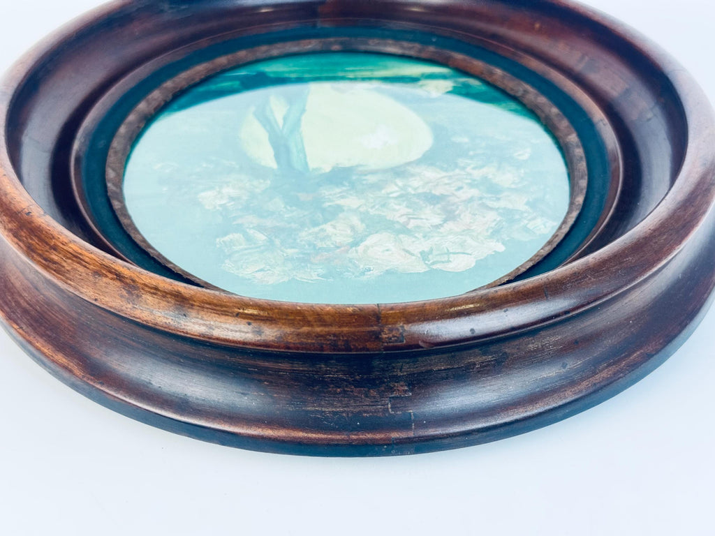 Antique Late-Victorian Circa 1890s Dark Walnut Oval Wood Photo Frame (8 × 10)  Architectural Wall & Table Display