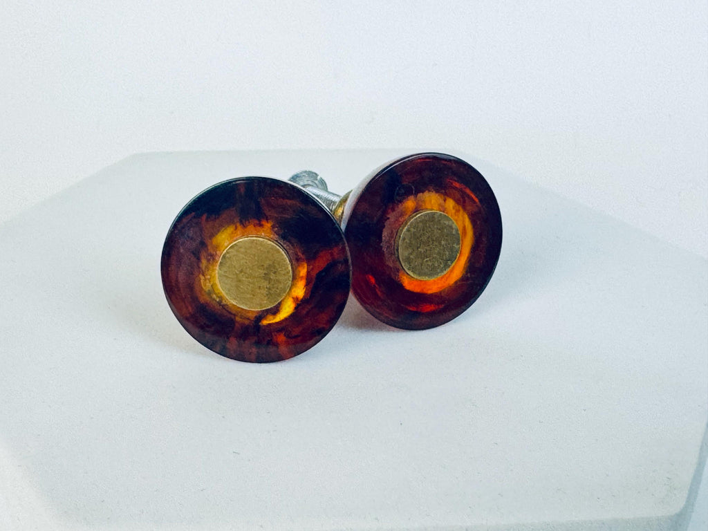 Vintage Brass & Bakelite Drawer Pulls  Green Marble Swirl + Faux Tortoise Shell  Pulls Sold Separately
