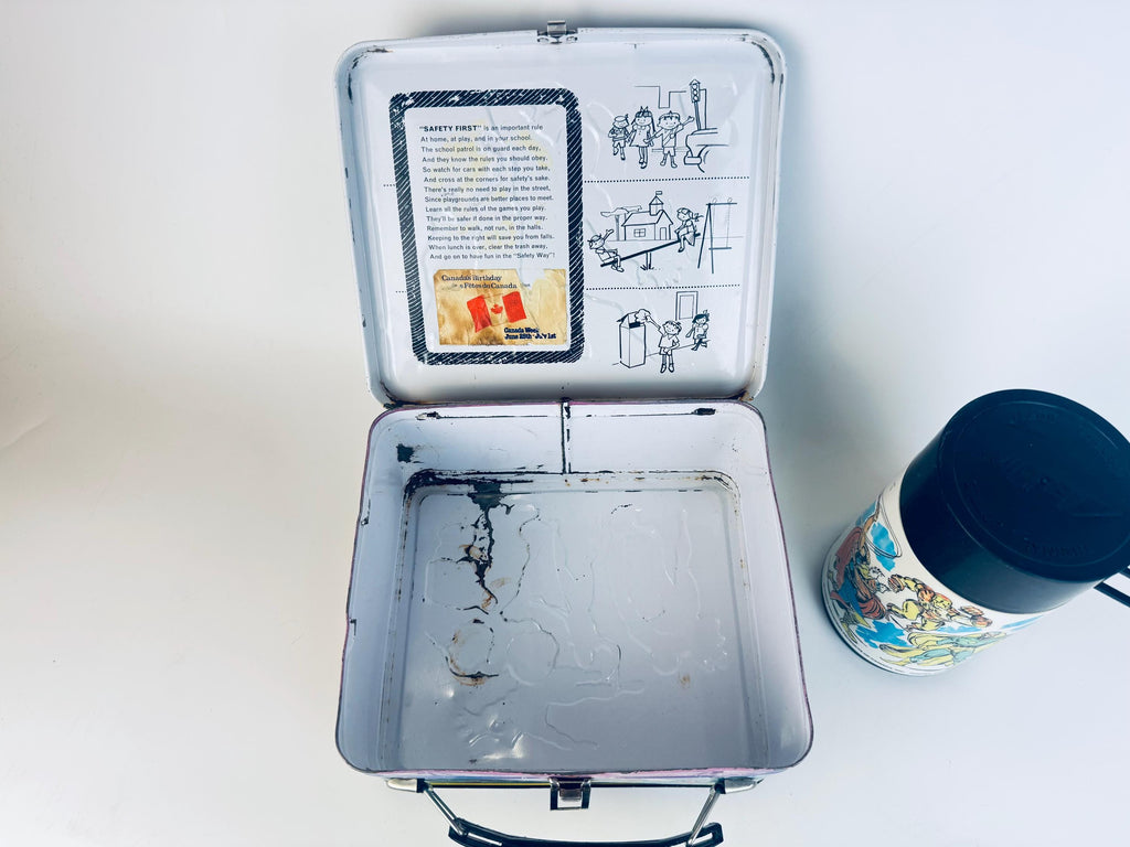 Vintage 1976 Marvel Comics Super Heros Metal Lunch Box & Thermos  Aladdin Industries USA  Spider-Man, Thor, Captain America