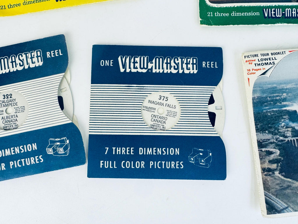 Vintage 1940-1950s View-Master Canada Reels  Vancouver Victoria Lake Louise Niagara Falls Jasper Icefields  Sold Separately