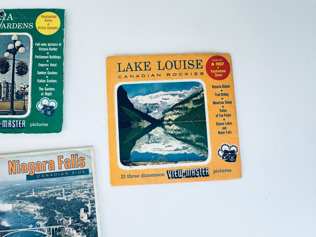 Vintage 1940-1950s View-Master Canada Reels  Vancouver Victoria Lake Louise Niagara Falls Jasper Icefields  Sold Separately