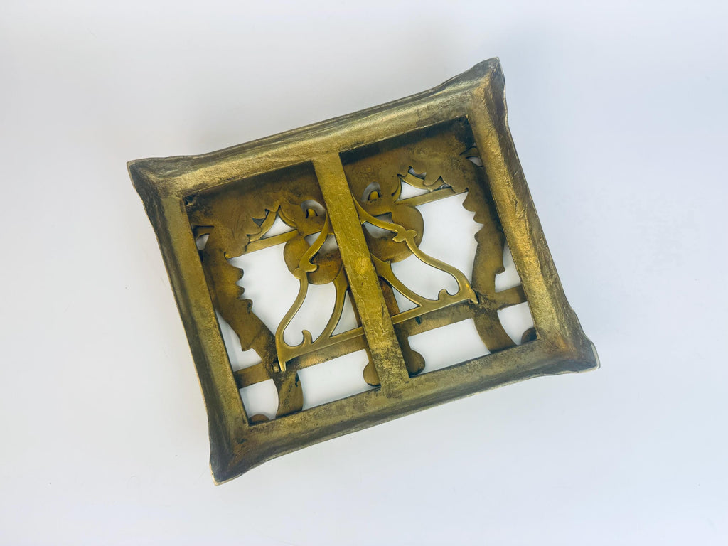 Vintage Brass Adjustable Book Stand  1960s Acanthus-Leaf Scroll Display Easel for Books or Sheet Music