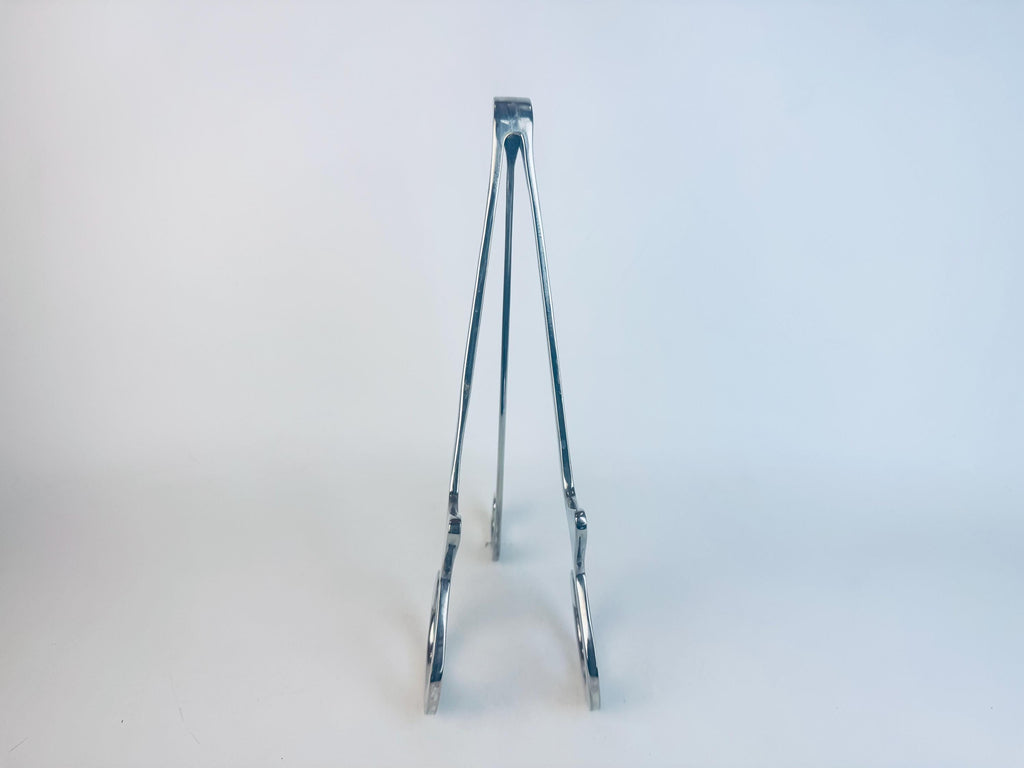 Vintage Silver Chrome-Plated Aluminum Display Easel Stand Mid-Century Metal Art Book Plate Holder