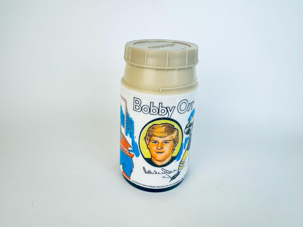 Vintage 1970s Aladdin insulated kids thermos  Star Trek  Woody Woodpecker  Bobby Orr  Wayne Gretzky  Battlestar Galactica designs