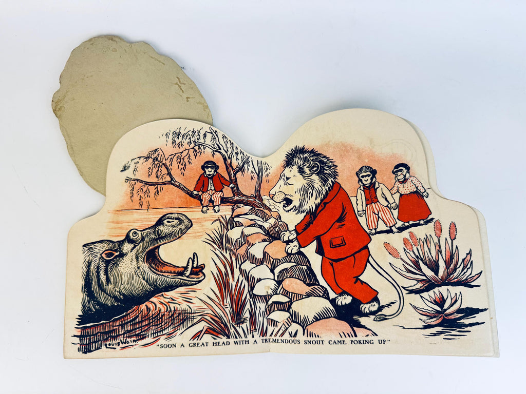 Antique 1913 Louis Wain “The Tale of Leo Lion Valentine & Sons Book Toy  Moveable Eyes + Head  Edwardian Childrens Collectible